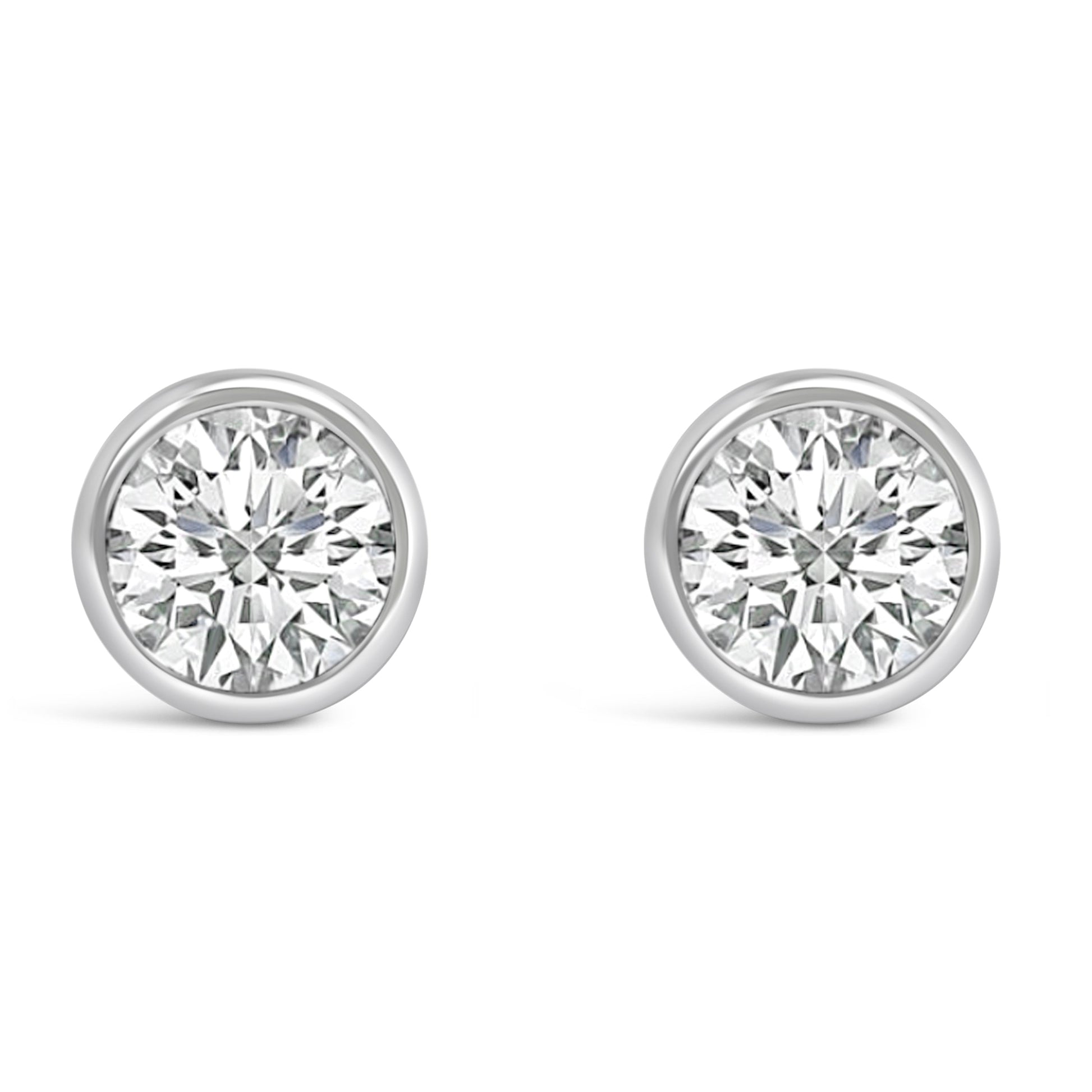 14K White Gold 1.0 Cttw Lab Grown Diamond Screw-Back Classic Bezel Solitaire Stud Earrings (G-H Color, VS2-SI1 Clarity) Bids.com