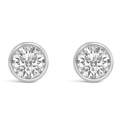14K White Gold 1.0 Cttw Lab Grown Diamond Screw-Back Classic Bezel Solitaire Stud Earrings (G-H Color, VS2-SI1 Clarity) Bids.com