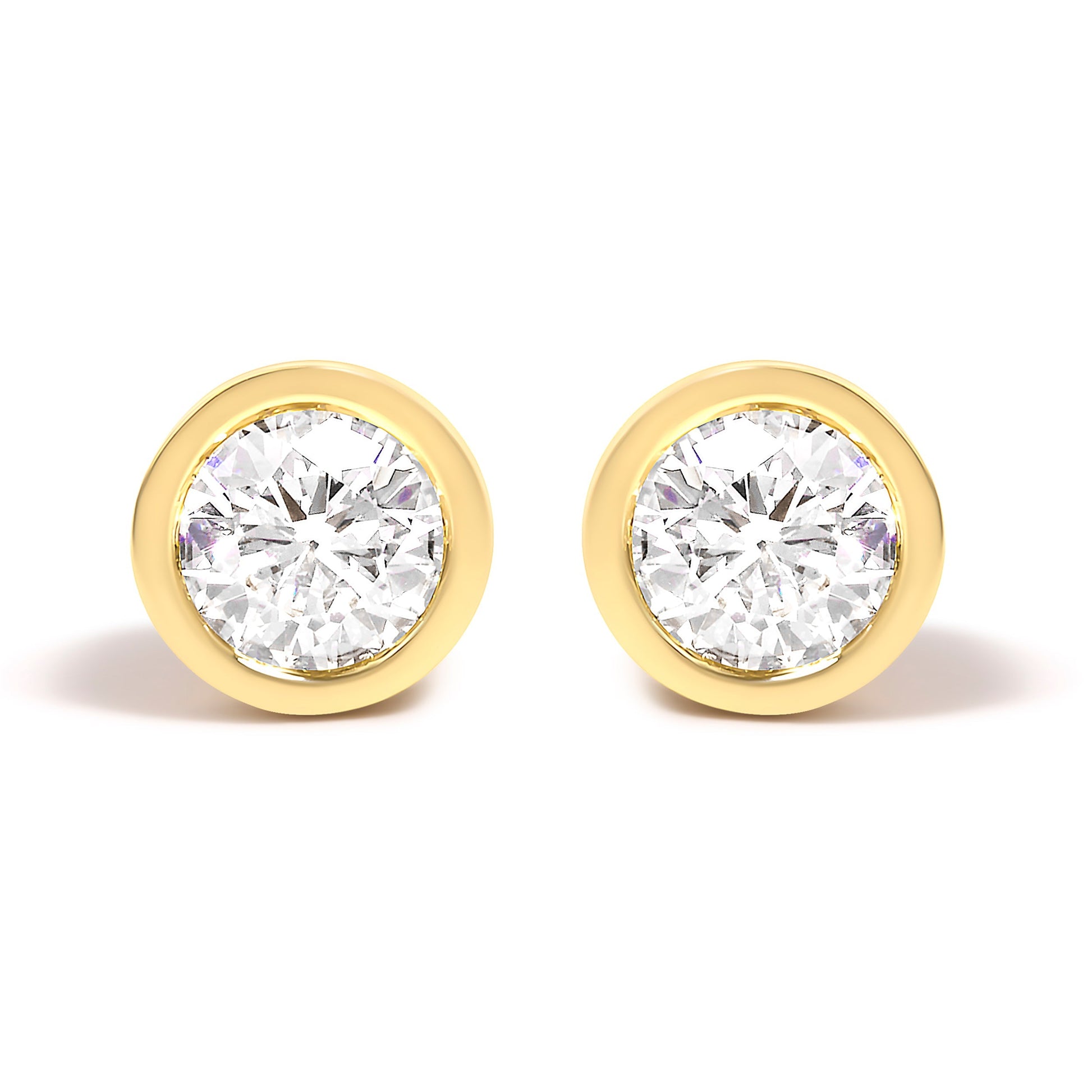 14K White Gold 1.0 Cttw Lab Grown Diamond Screw-Back Classic Bezel Solitaire Stud Earrings (G-H Color, VS2-SI1 Clarity) Bids.com