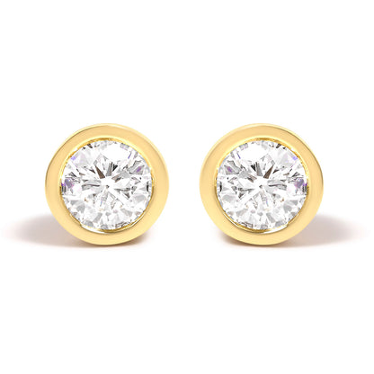 14K White Gold 1.0 Cttw Lab Grown Diamond Screw-Back Classic Bezel Solitaire Stud Earrings (G-H Color, VS2-SI1 Clarity) Bids.com