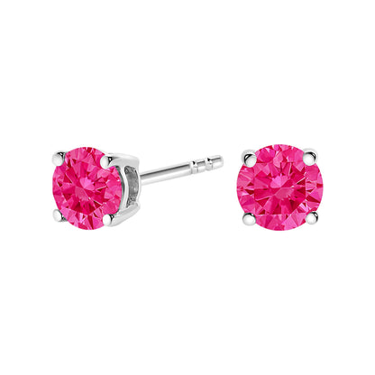 10K White Gold 1/2 Cttw Lab Created Round Brilliant Cut Pink Diamond Classic 4-Prong Solitaire Stud Earrings (Fancy Pink Color, VVS2-VS1 Clarity) Bids.com