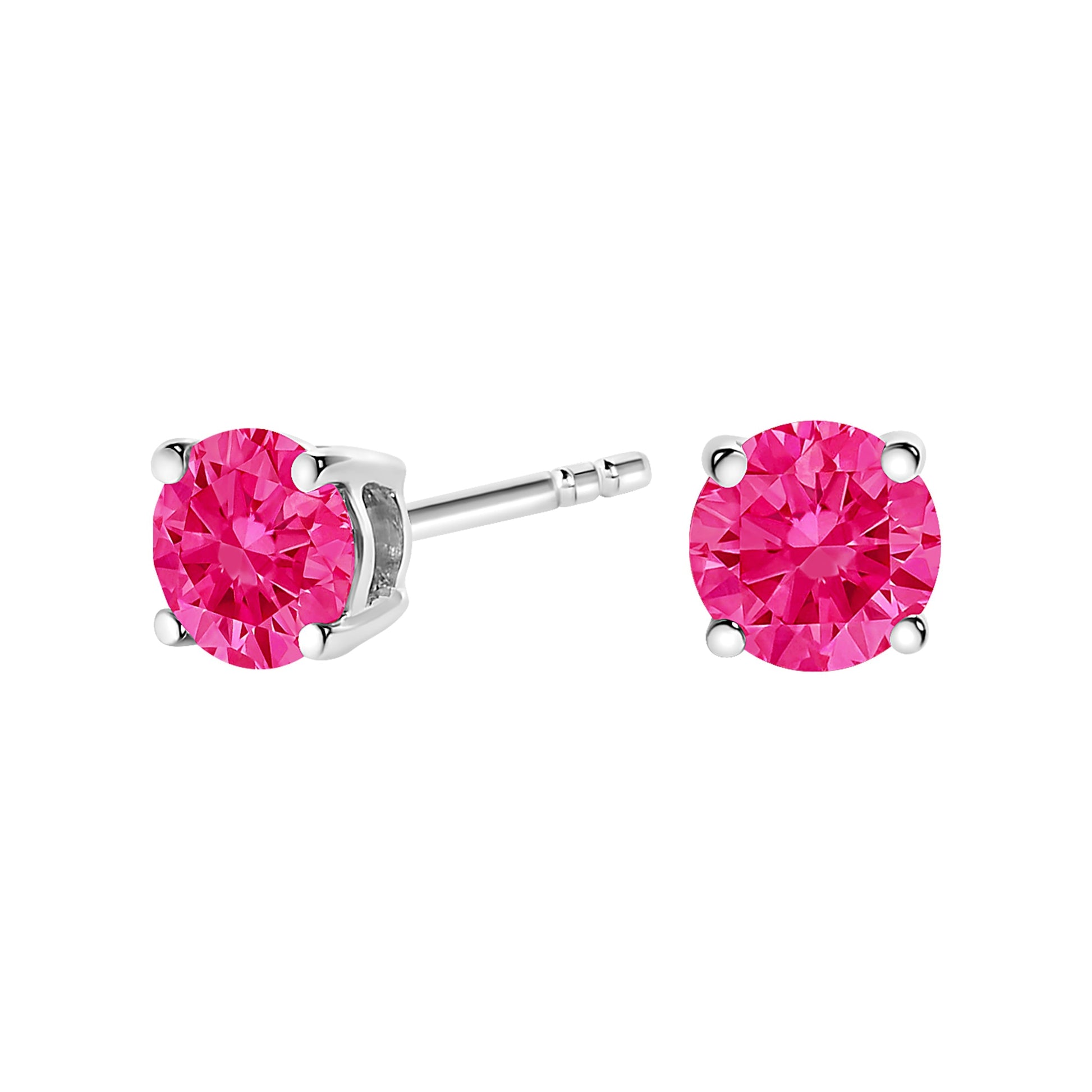 14K White Gold 1/2 Cttw Round Brilliant Cut Lab Grown Pink Diamond 4-Prong Classic Solitaire Earrings (Pink Color, VVS2-VS1 Clarity) Bids.com