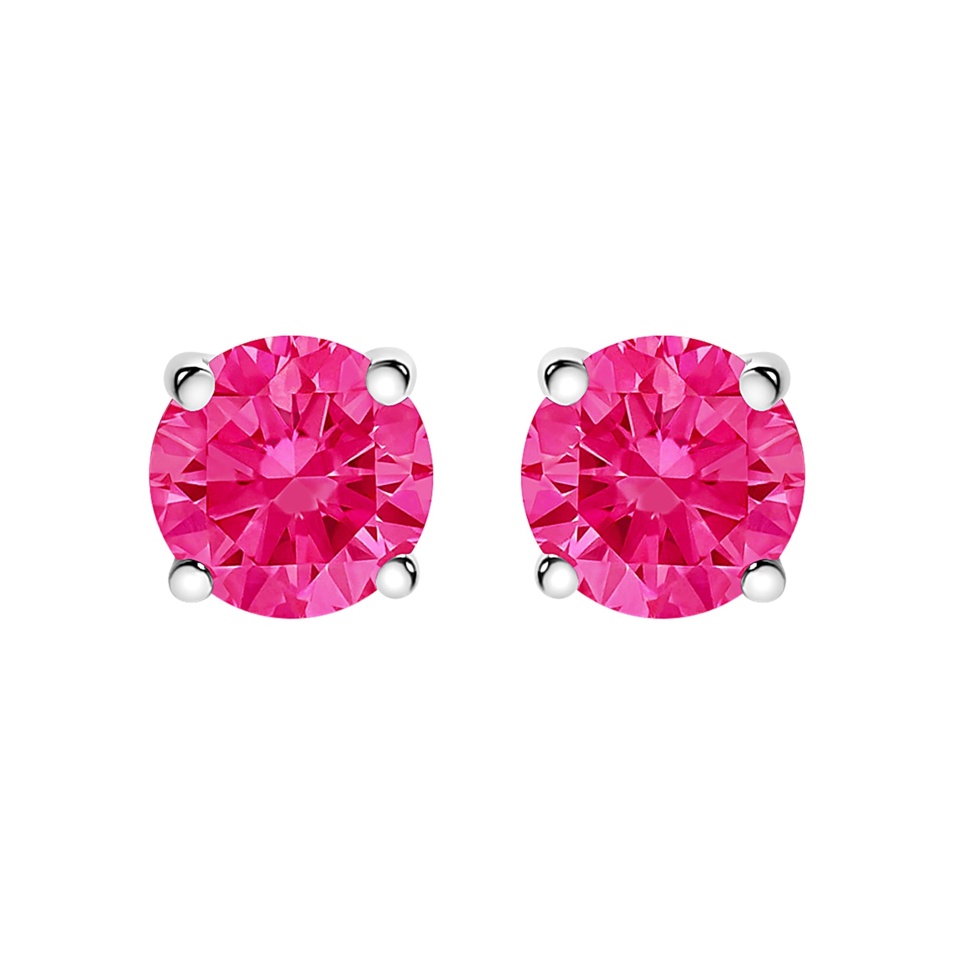 14K White Gold 1/2 Cttw Round Brilliant Cut Lab Grown Pink Diamond 4-Prong Classic Solitaire Earrings (Pink Color, VVS2-VS1 Clarity) Bids.com