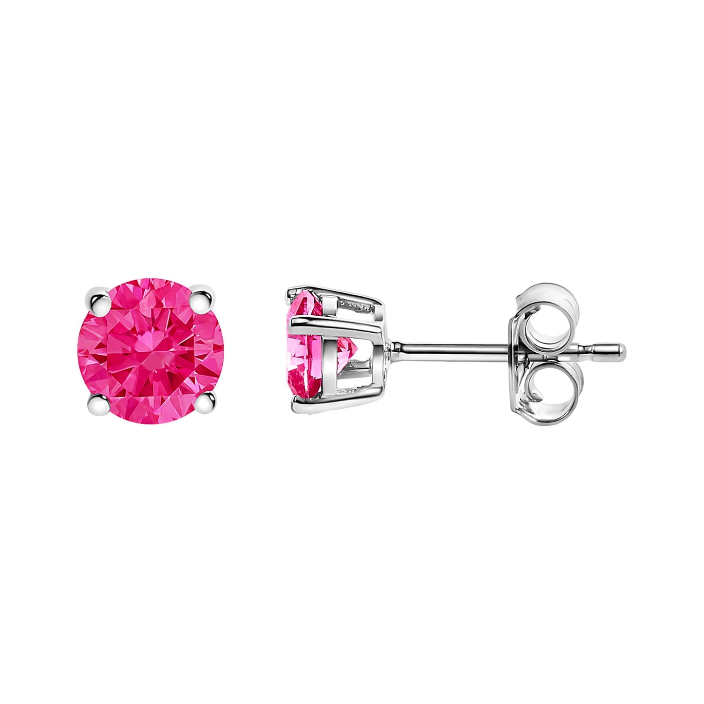 14K White Gold 1/2 Cttw Round Brilliant Cut Lab Grown Pink Diamond 4-Prong Classic Solitaire Earrings (Pink Color, VVS2-VS1 Clarity) Bids.com