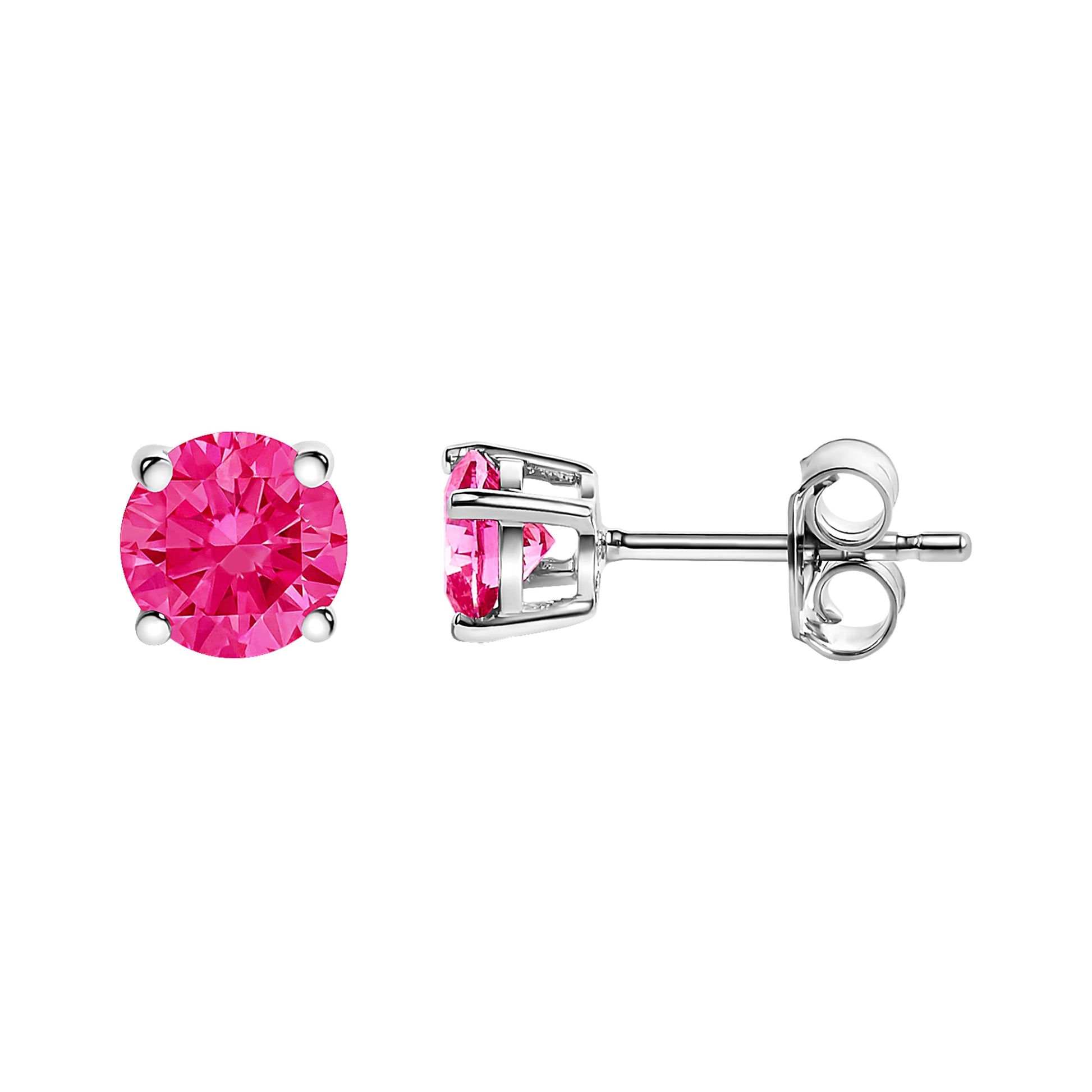 14K White Gold 1/2 Cttw Round Brilliant Cut Lab Grown Pink Diamond 4-Prong Classic Solitaire Earrings (Pink Color, VVS2-VS1 Clarity) Bids.com