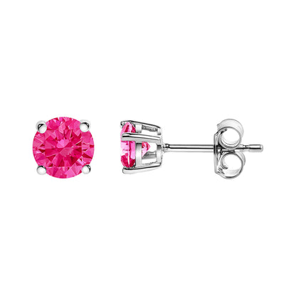 14K White Gold 1/2 Cttw Round Brilliant Cut Lab Grown Pink Diamond 4-Prong Classic Solitaire Earrings (Pink Color, VVS2-VS1 Clarity) Bids.com