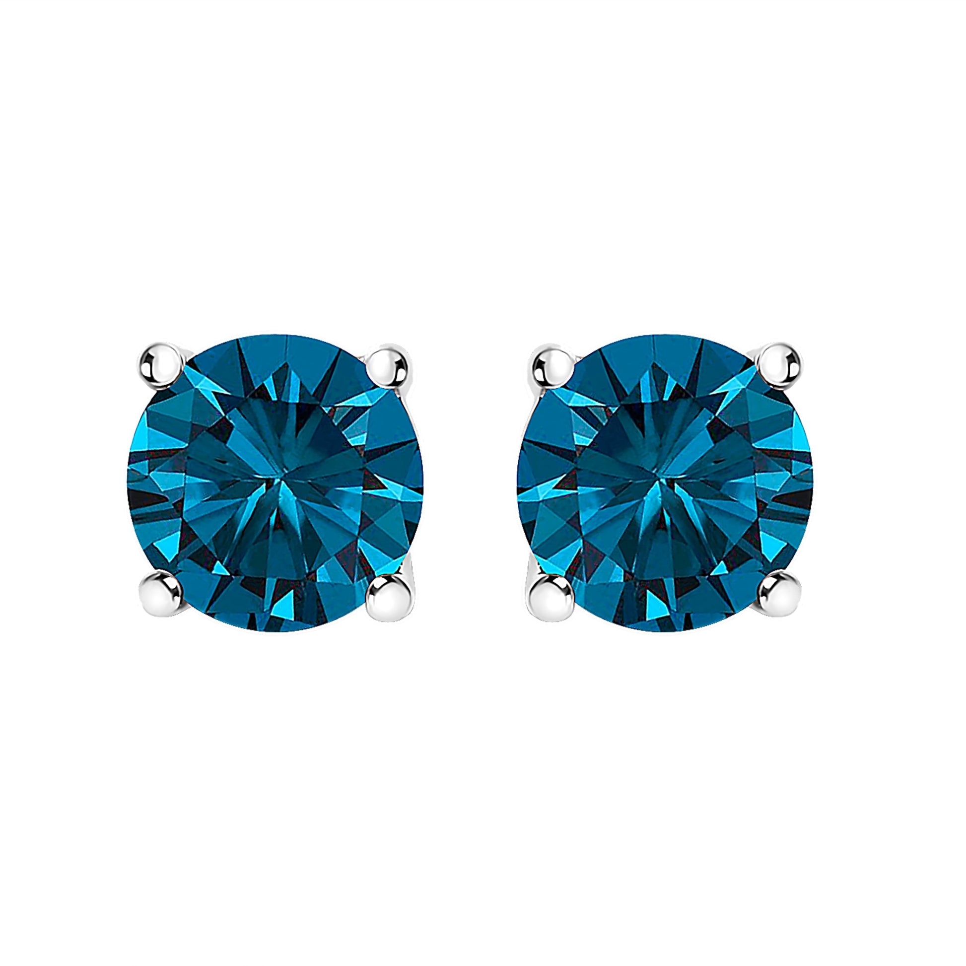 14K White Gold 1.00 Cttw Blue Lab Grown Diamond Stud Earrings with Screw Backs Bids.com