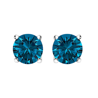 14K White Gold 1.00 Cttw Blue Lab Grown Diamond Stud Earrings with Screw Backs Bids.com