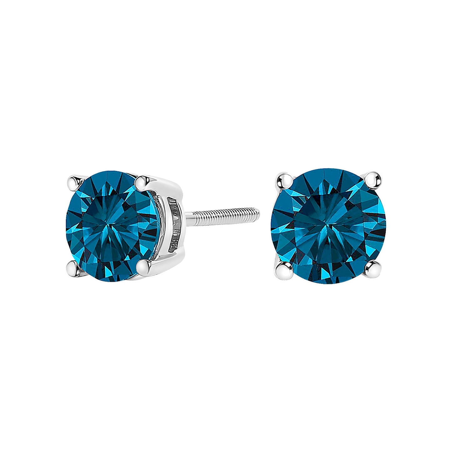 14K White Gold 1.00 Cttw Blue Lab Grown Diamond Stud Earrings with Screw Backs Bids.com