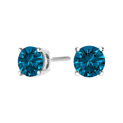 14K White Gold 1.00 Cttw Blue Lab Grown Diamond Stud Earrings with Screw Backs Bids.com