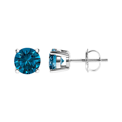 14K White Gold 1.00 Cttw Blue Lab Grown Diamond Stud Earrings with Screw Backs Bids.com
