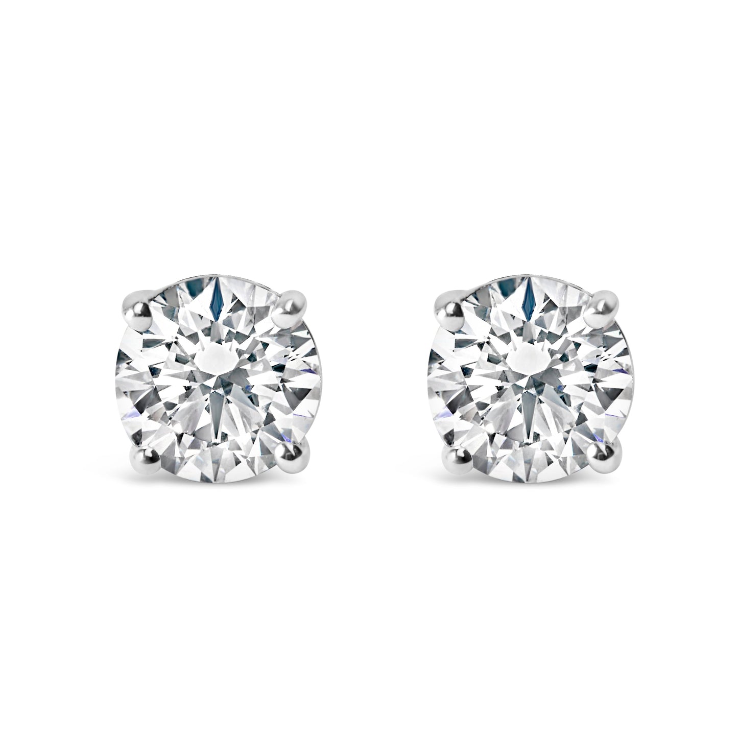 AGS Certified 14K White Gold 1.0 Cttw 4-Prong Set Brilliant Round-Cut Solitaire Diamond Push Back Stud Earrings (H-I Color, SI2-I1 Clarity) Bids.com