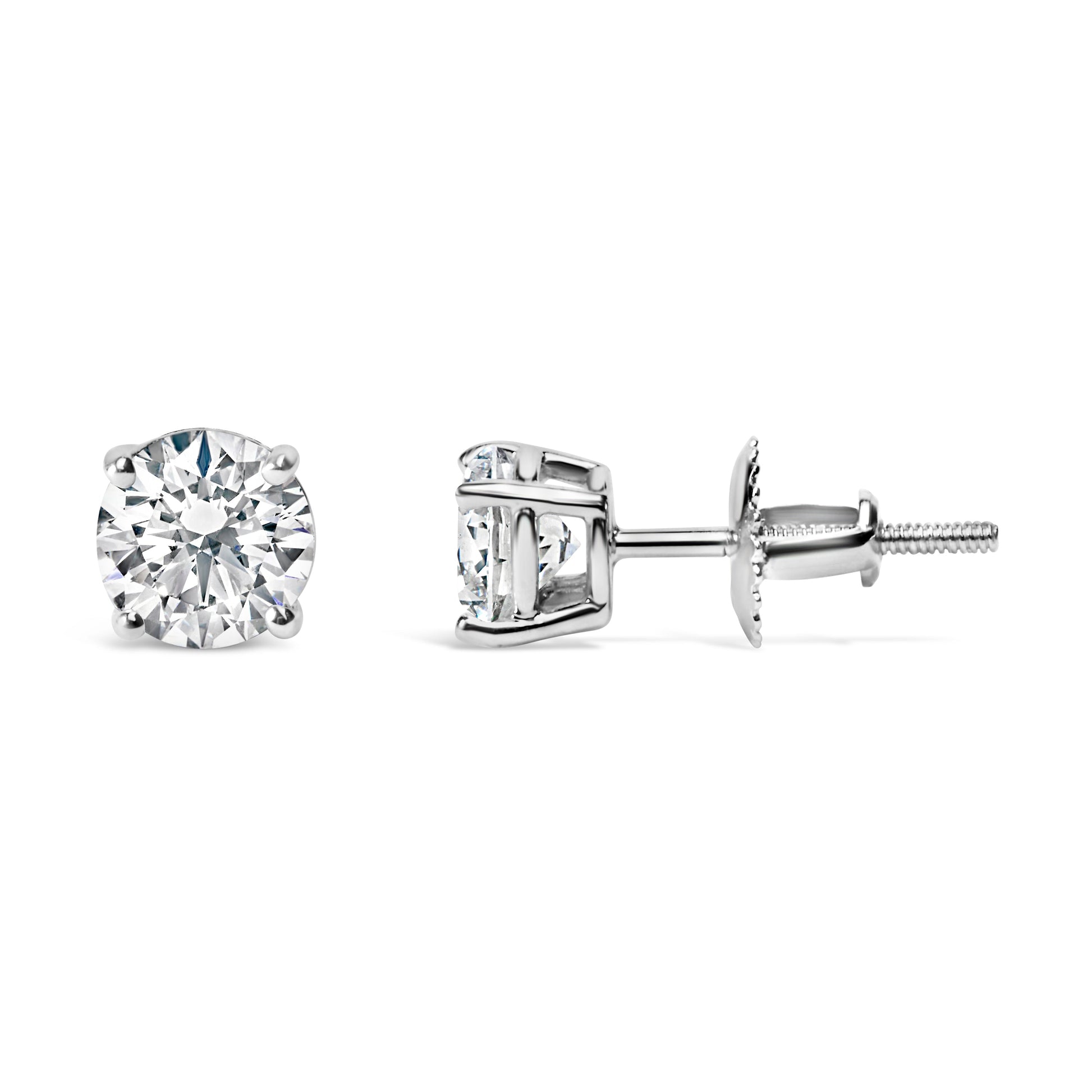 14K White Gold 1.0 Cttw Round Brilliant Cut Lab Grown White Diamond 4-Prong Classic Solitaire Stud Earrings (F-G Color, VS1-VS2 Clarity) Bids.com