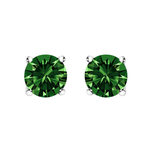 14K White Gold 1.0 Cttw Lab Grown Green Diamond Classic Solitaire Stud Earrings Bids.com