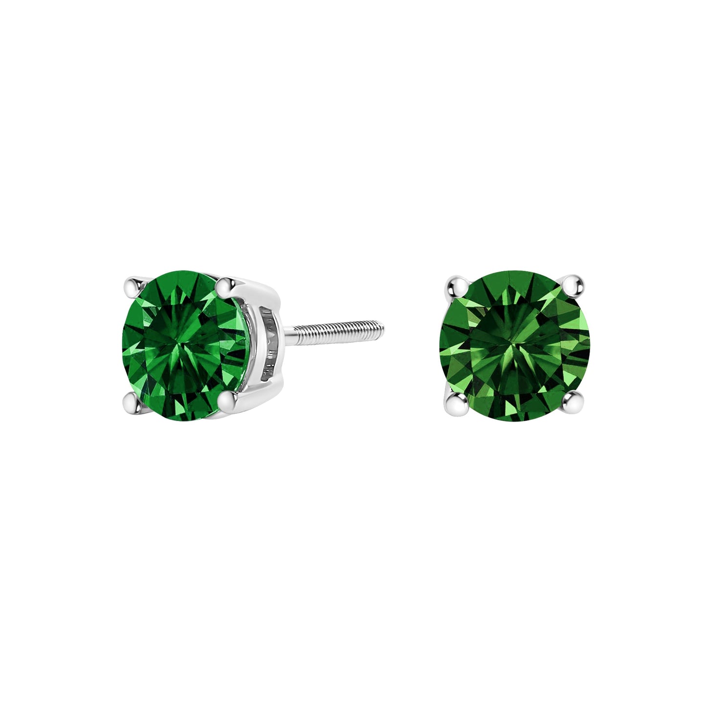 14K White Gold 1.0 Cttw Lab Grown Green Diamond Classic Solitaire Stud Earrings Bids.com