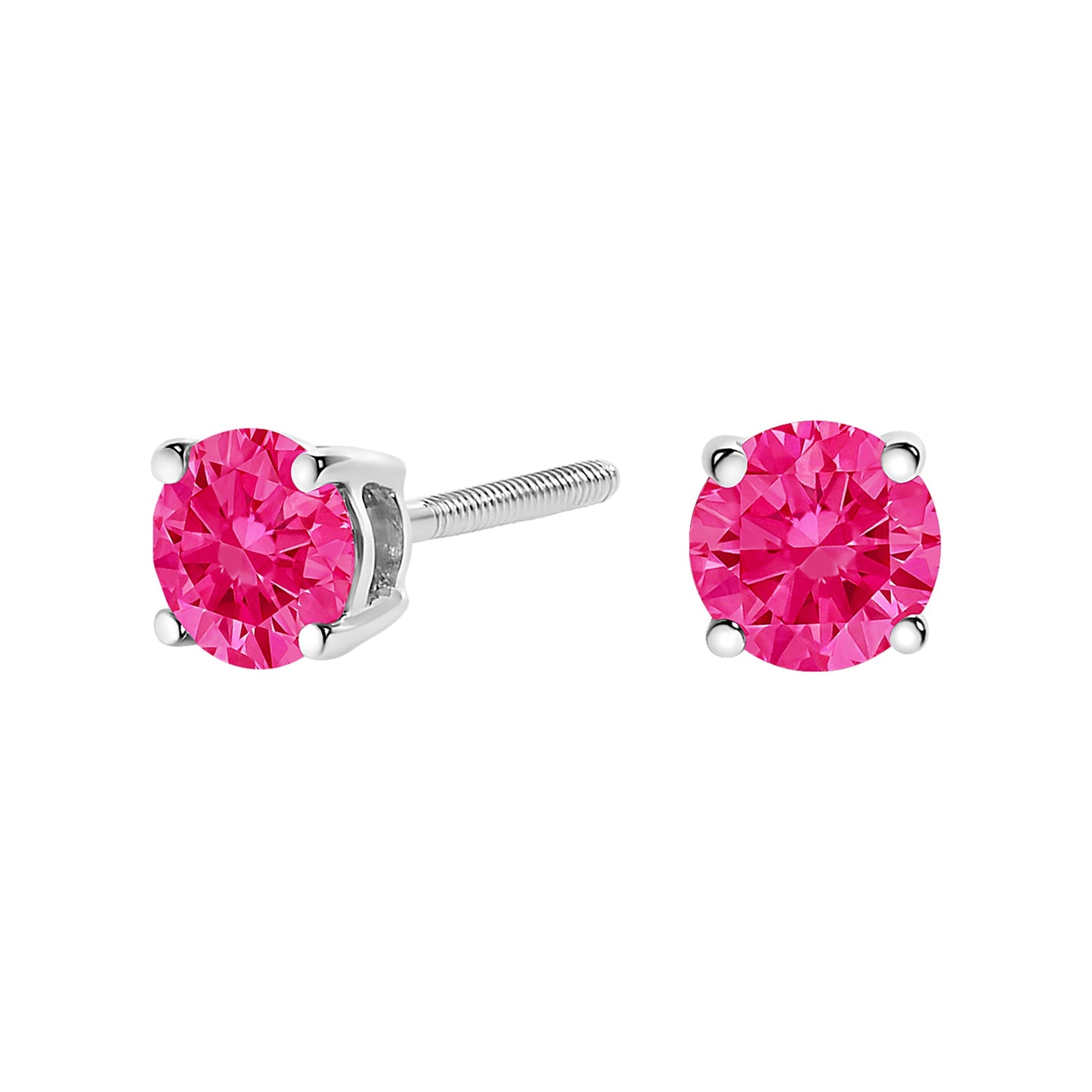 14K White Gold 1.0 Cttw Round Brilliant Cut Lab Grown Pink Diamond 4-Prong Classic Solitaire Earrings (Pink Color, VVS2-VS1 Clarity) Bids.com