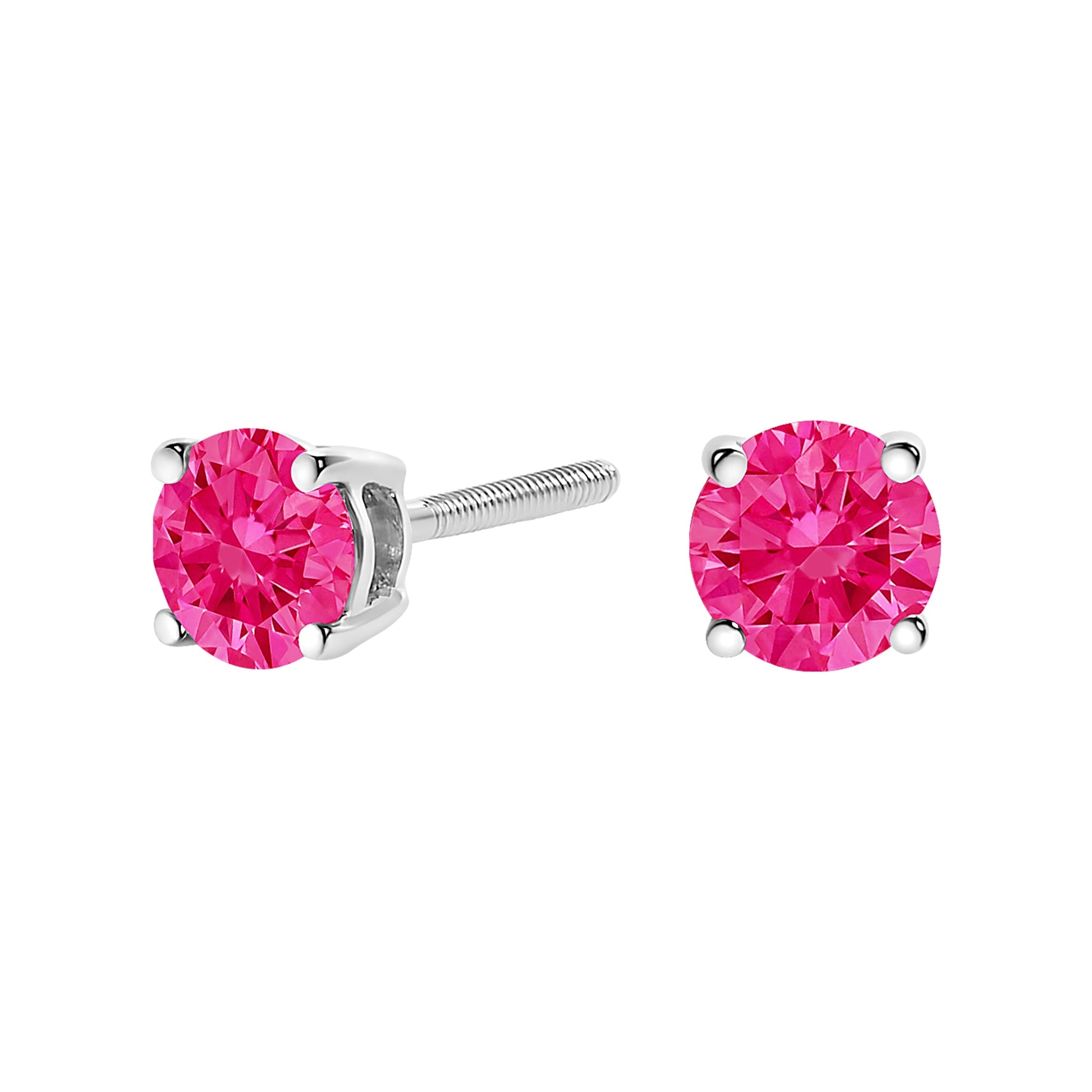 14K White Gold 1.0 Cttw Round Brilliant Cut Lab Grown Pink Diamond 4-Prong Classic Solitaire Earrings (Pink Color, VVS2-VS1 Clarity) Bids.com