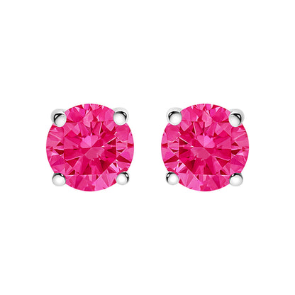 14K White Gold 1.0 Cttw Round Brilliant Cut Lab Grown Pink Diamond 4-Prong Classic Solitaire Earrings (Pink Color, VVS2-VS1 Clarity) Bids.com