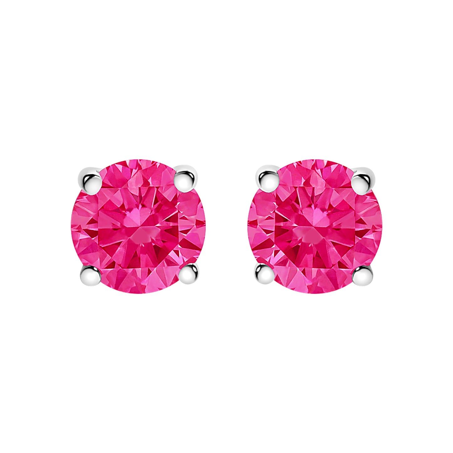 10K White Gold 1.0 Cttw Lab Created Round Brilliant Cut Pink Diamond Classic 4-Prong Solitaire Stud Earrings (Fancy Pink Color, VVS2-VS1 Clarity) Bids.com