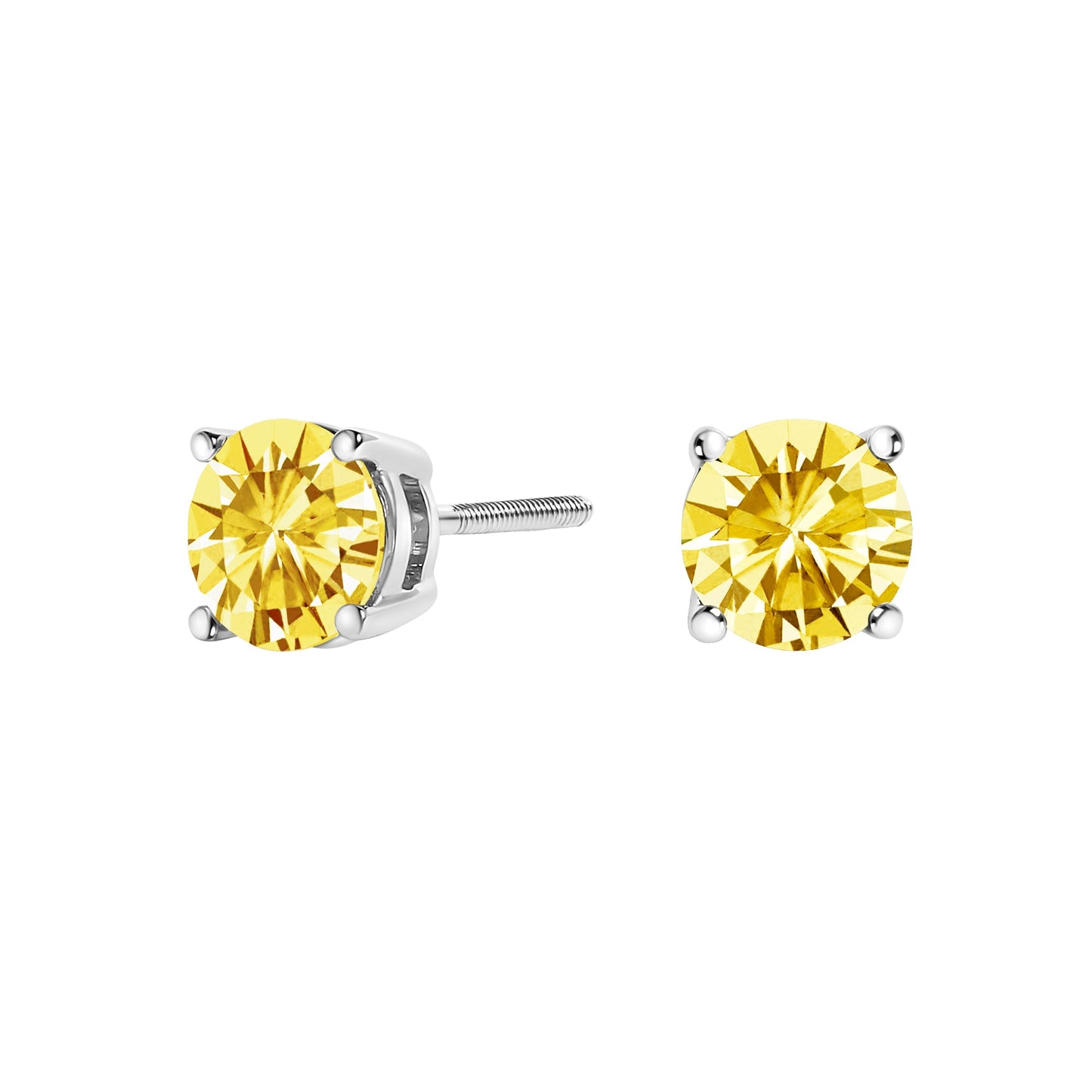 14K White Gold 1.0 Cttw Lab Grown Yellow Diamond Solitaire Stud Earrings (Yellow Color, VS2-SI1 Clarity) Bids.com