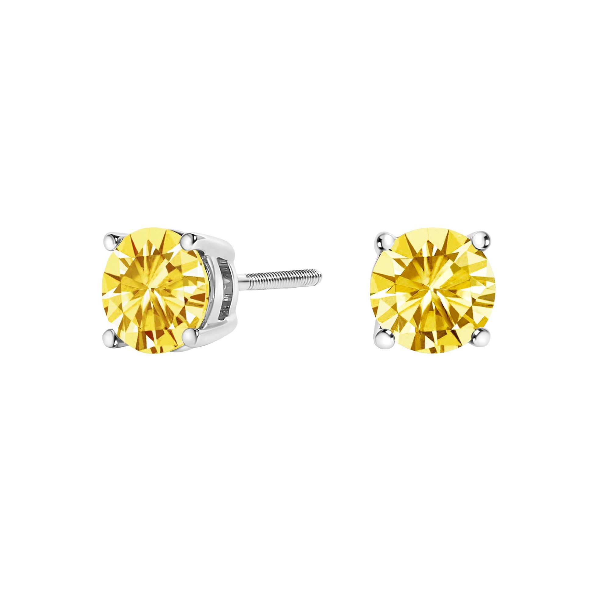 14K White Gold 1.0 Cttw Lab Grown Yellow Diamond Solitaire Stud Earrings (Yellow Color, VS2-SI1 Clarity) Bids.com