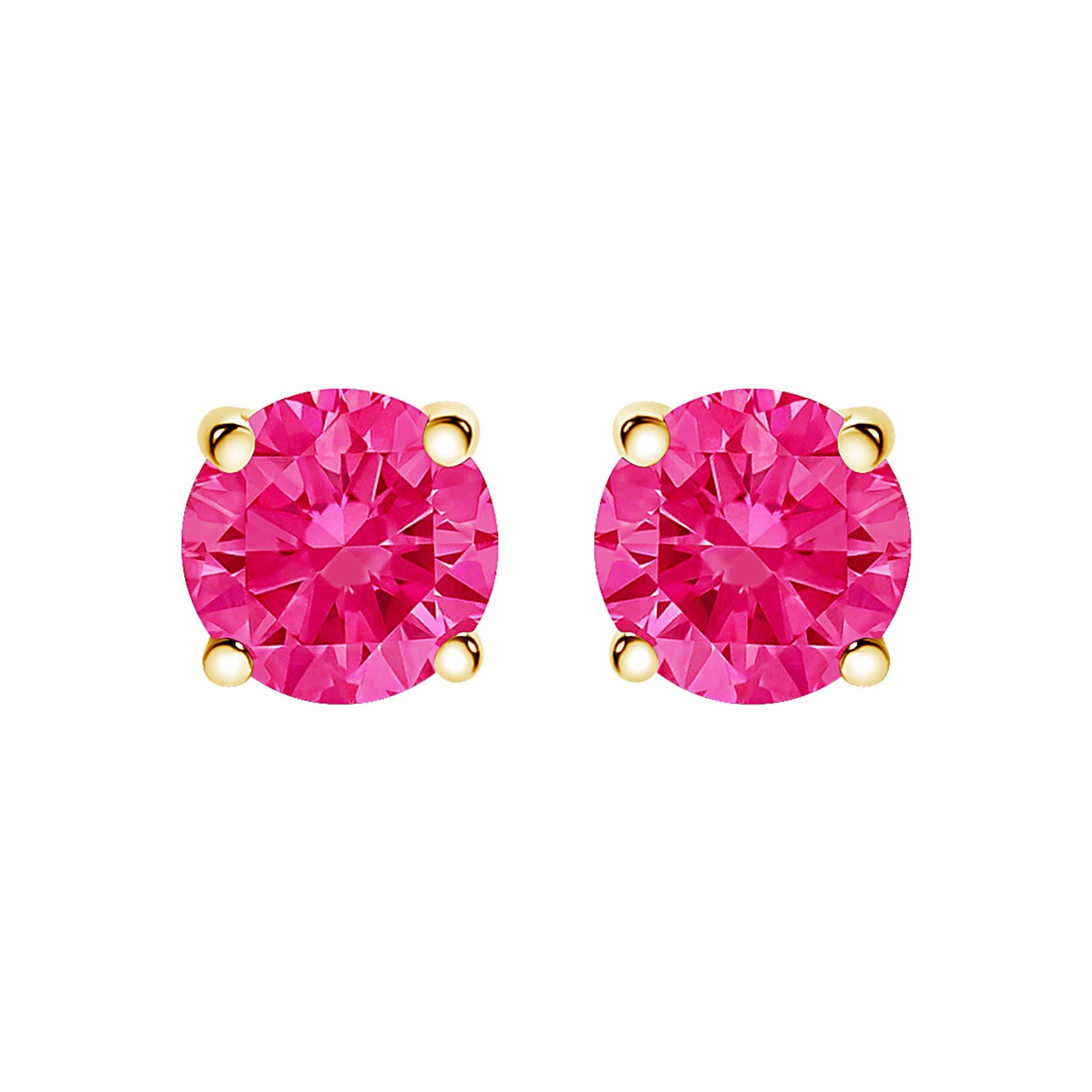14K Yellow Gold 1.00 Cttw Round Brilliant Cut Lab Grown Pink Diamond 4-Prong Classic Solitaire Earrings (Pink Color, VVS2-VS1 Clarity) Bids.com