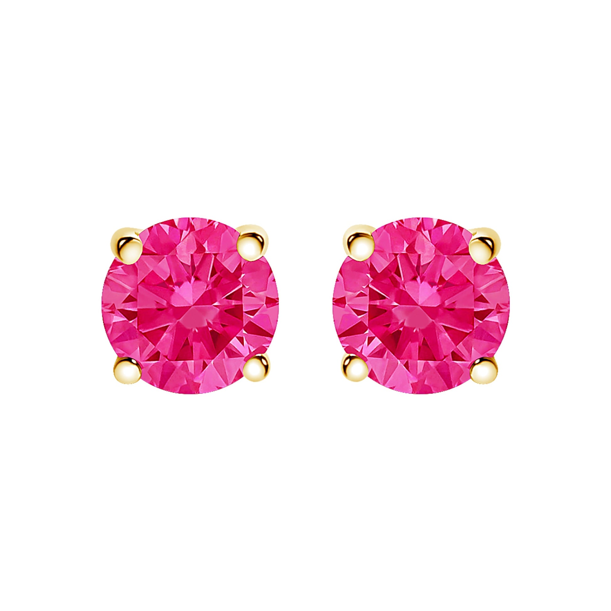 14K Yellow Gold 1.00 Cttw Round Brilliant Cut Lab Grown Pink Diamond 4-Prong Classic Solitaire Earrings (Pink Color, VVS2-VS1 Clarity) Bids.com