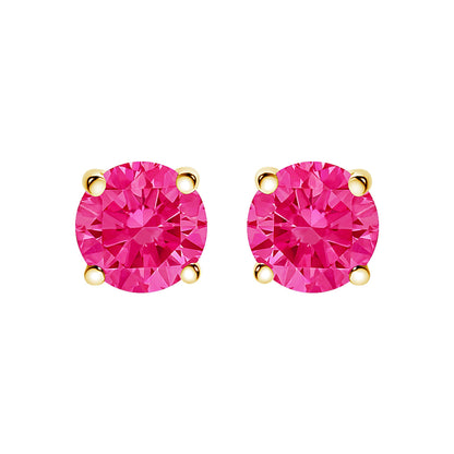 14K Yellow Gold 1.00 Cttw Round Brilliant Cut Lab Grown Pink Diamond 4-Prong Classic Solitaire Earrings (Pink Color, VVS2-VS1 Clarity) Bids.com