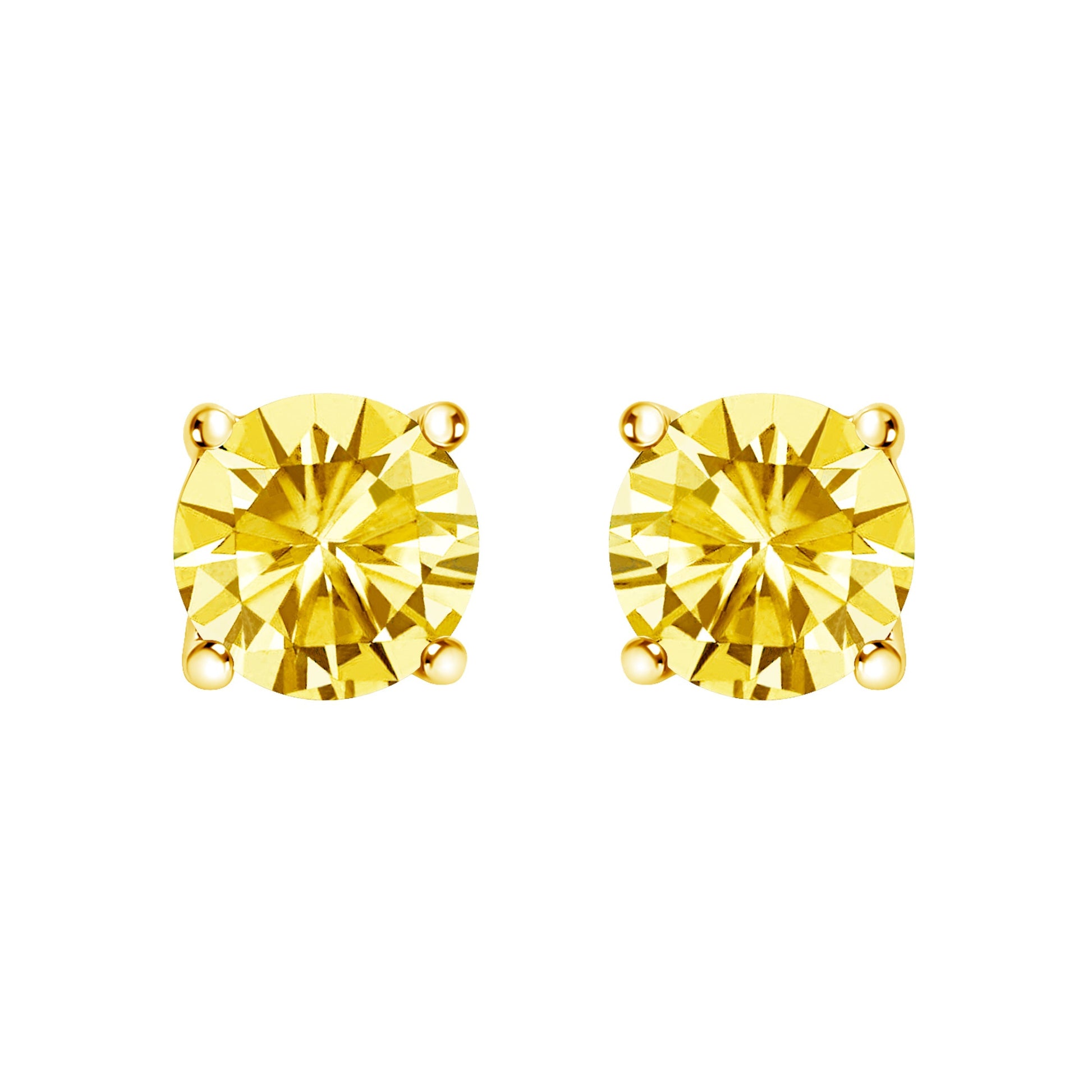 14K White Gold 1.0 Cttw Lab Grown Yellow Diamond Solitaire Stud Earrings (Yellow Color, VS2-SI1 Clarity) Bids.com