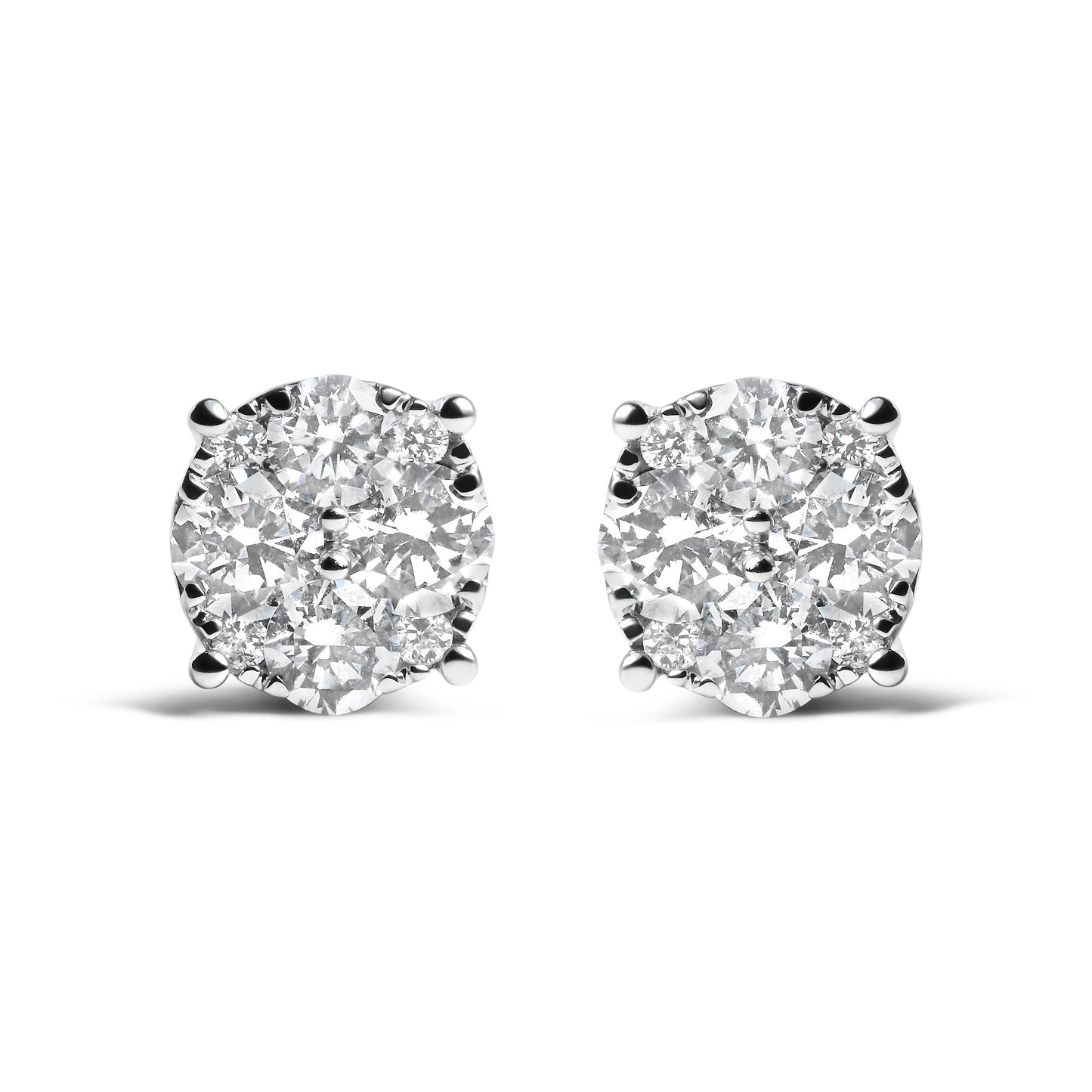 14K White Gold 2.00 Cttw Lab Grown Diamond Cluster Stud Earrings (G-H Color, VS1-VS2 Clarity) Bids.com