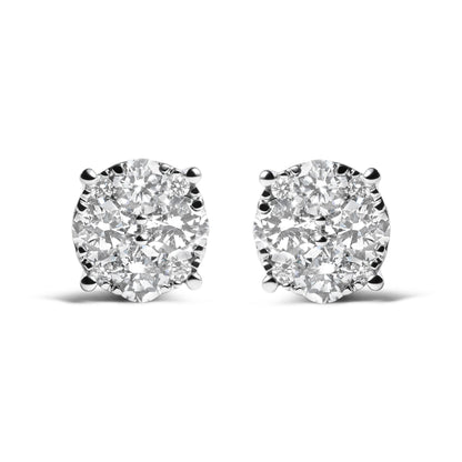 14K White Gold 2.00 Cttw Lab Grown Diamond Cluster Stud Earrings (G-H Color, VS1-VS2 Clarity) Bids.com