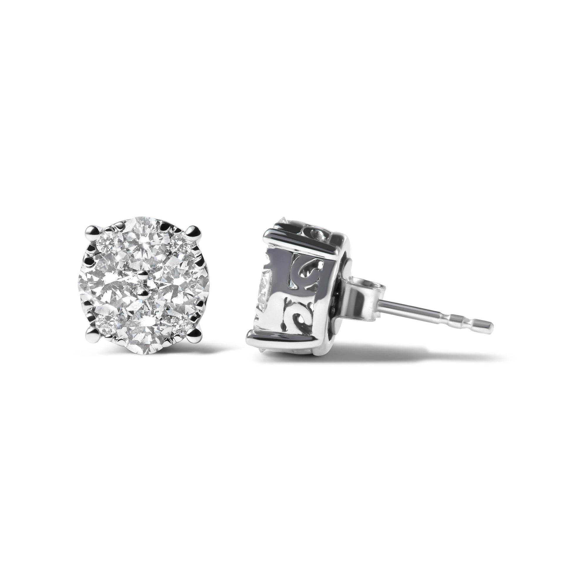 14K White Gold 2.00 Cttw Lab Grown Diamond Cluster Stud Earrings (G-H Color, VS1-VS2 Clarity) Bids.com