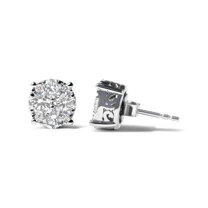 14K White Gold 2.00 Cttw Lab Grown Diamond Cluster Stud Earrings (G-H Color, VS1-VS2 Clarity) Bids.com