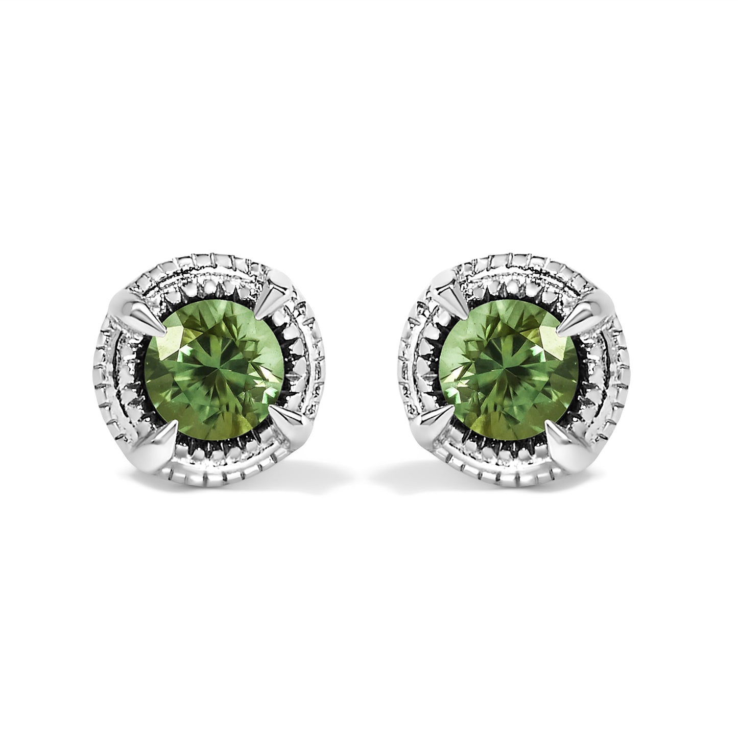 .925 Sterling Silver 1 cttw Treated Black Diamond Modern 4-Prong Solitaire Milgrain Stud Earrings (Black Color, I1-I2 Clarity) Bids.com