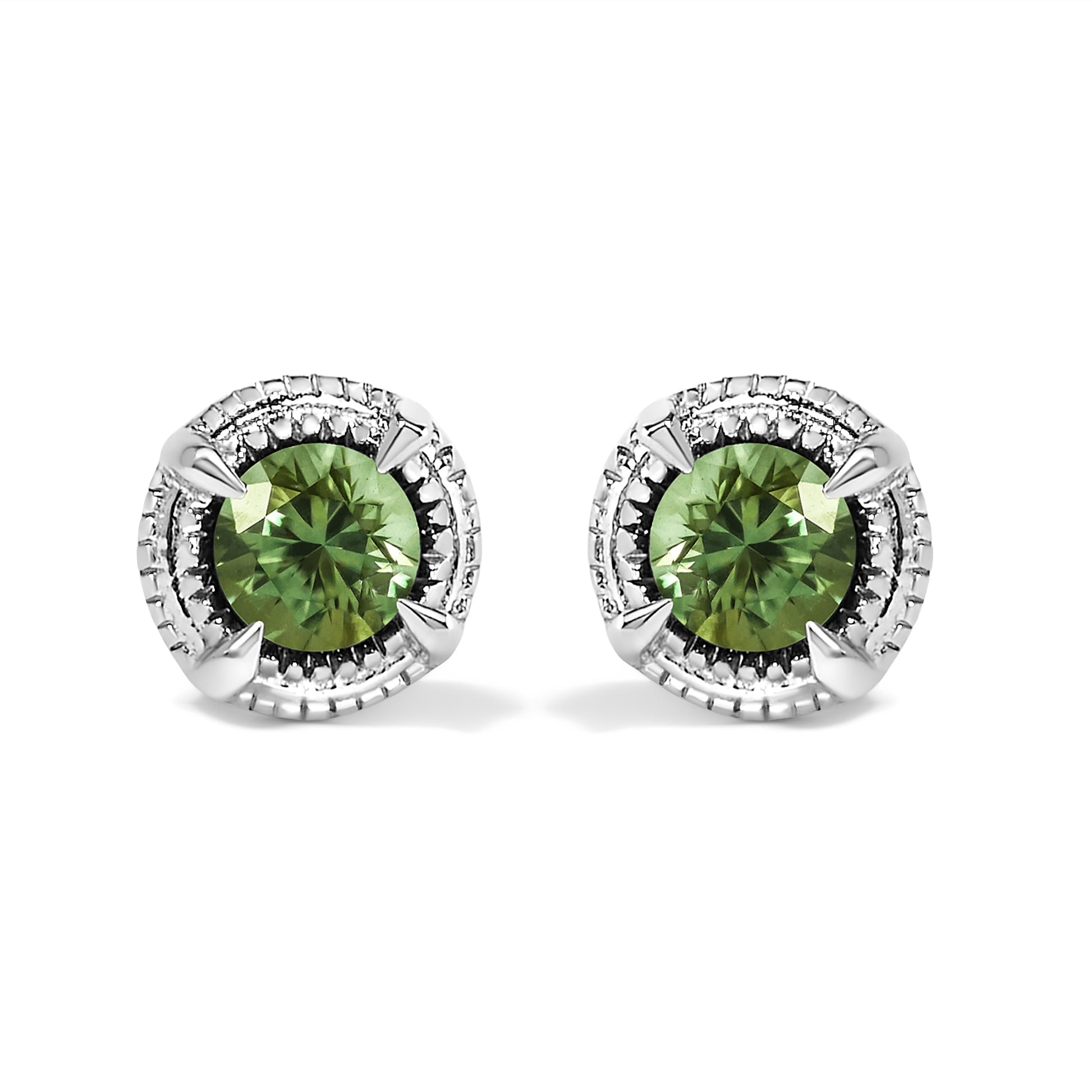 .925 Sterling Silver 1 cttw Treated Black Diamond Modern 4-Prong Solitaire Milgrain Stud Earrings (Black Color, I1-I2 Clarity) Bids.com