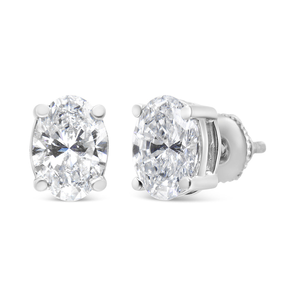 14K White Gold 1.00 Cttw Lab Grown Oval Solitaire Diamond Stud Earrings (F-G Color, VS2-SI1 Clarity) Bids.com