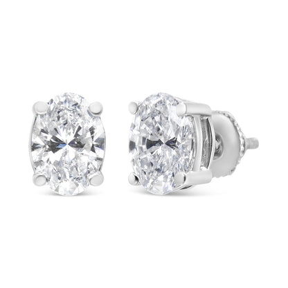 14K White Gold 1.00 Cttw Lab Grown Oval Solitaire Diamond Stud Earrings (F-G Color, VS2-SI1 Clarity) Bids.com