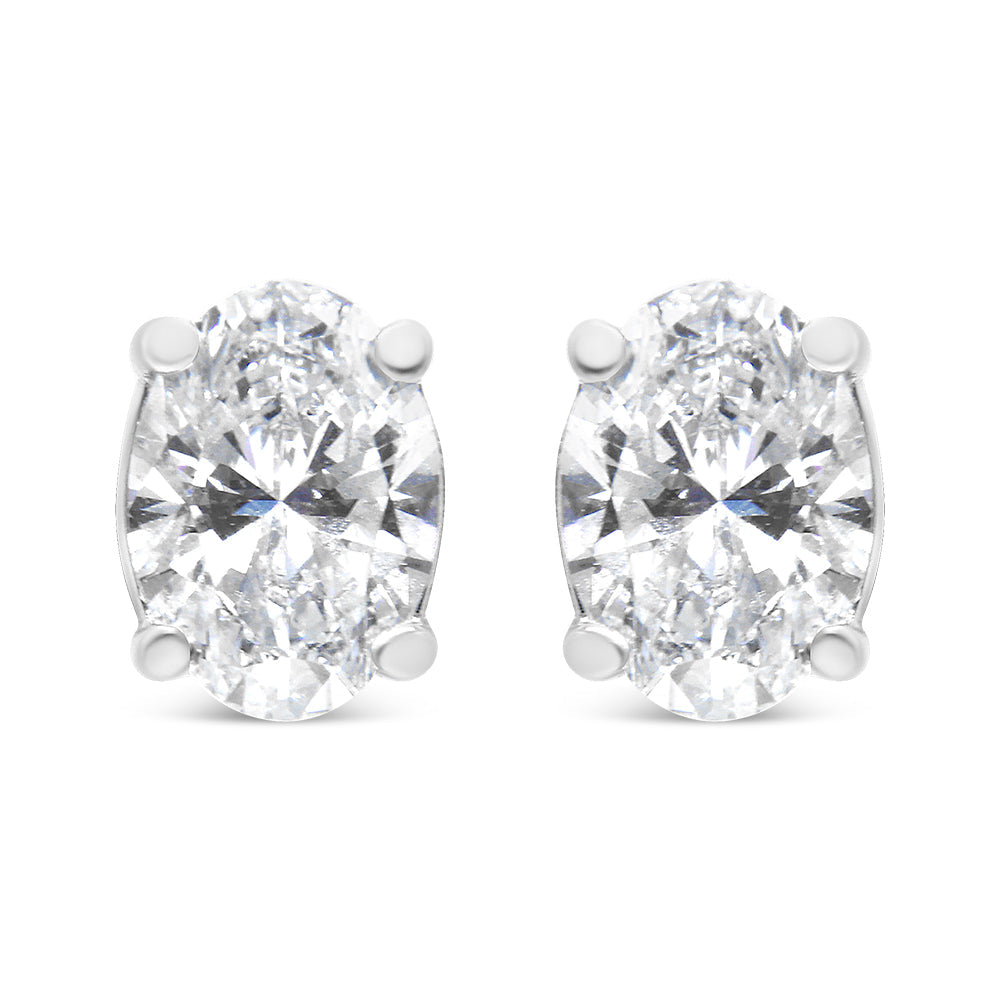 14K White Gold 1.00 Cttw Lab Grown Oval Solitaire Diamond Stud Earrings (F-G Color, VS2-SI1 Clarity) Bids.com