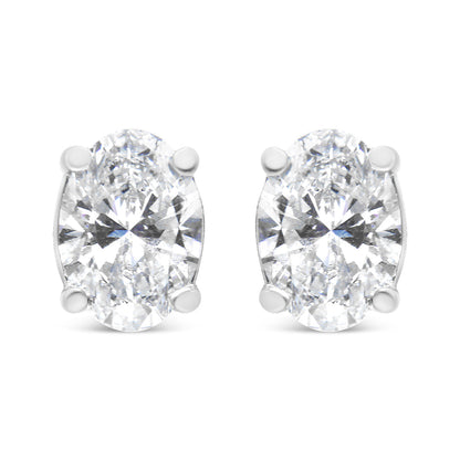 14K White Gold 1.00 Cttw Lab Grown Oval Solitaire Diamond Stud Earrings (F-G Color, VS2-SI1 Clarity) Bids.com
