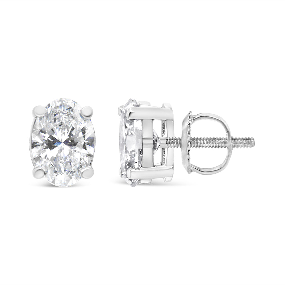 14K White Gold 1.00 Cttw Lab Grown Oval Solitaire Diamond Stud Earrings (F-G Color, VS2-SI1 Clarity) Bids.com