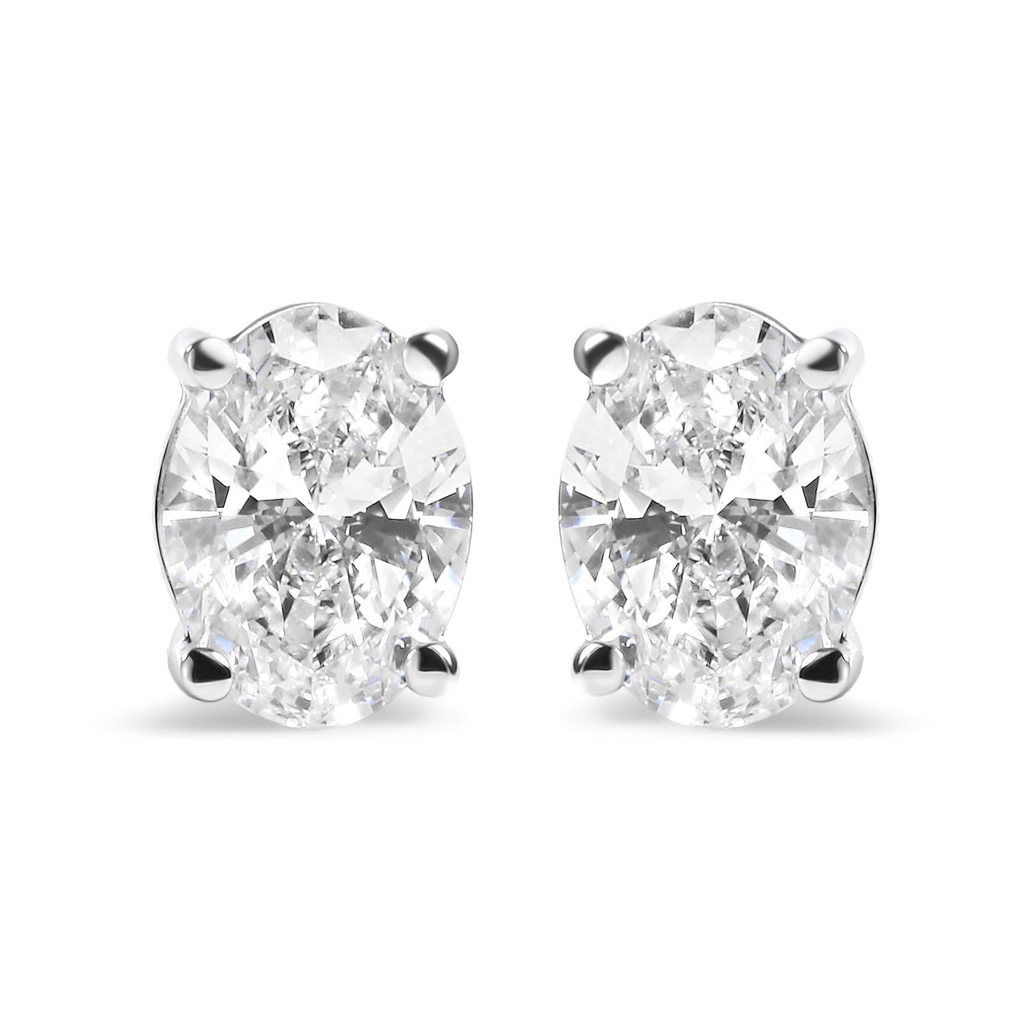 14K White Gold 2.0 Cttw Prong Set Lab Grown Oval Diamond Solitaire Stud Earring (F-G Color, VS1-VS2 Clarity) Bids.com