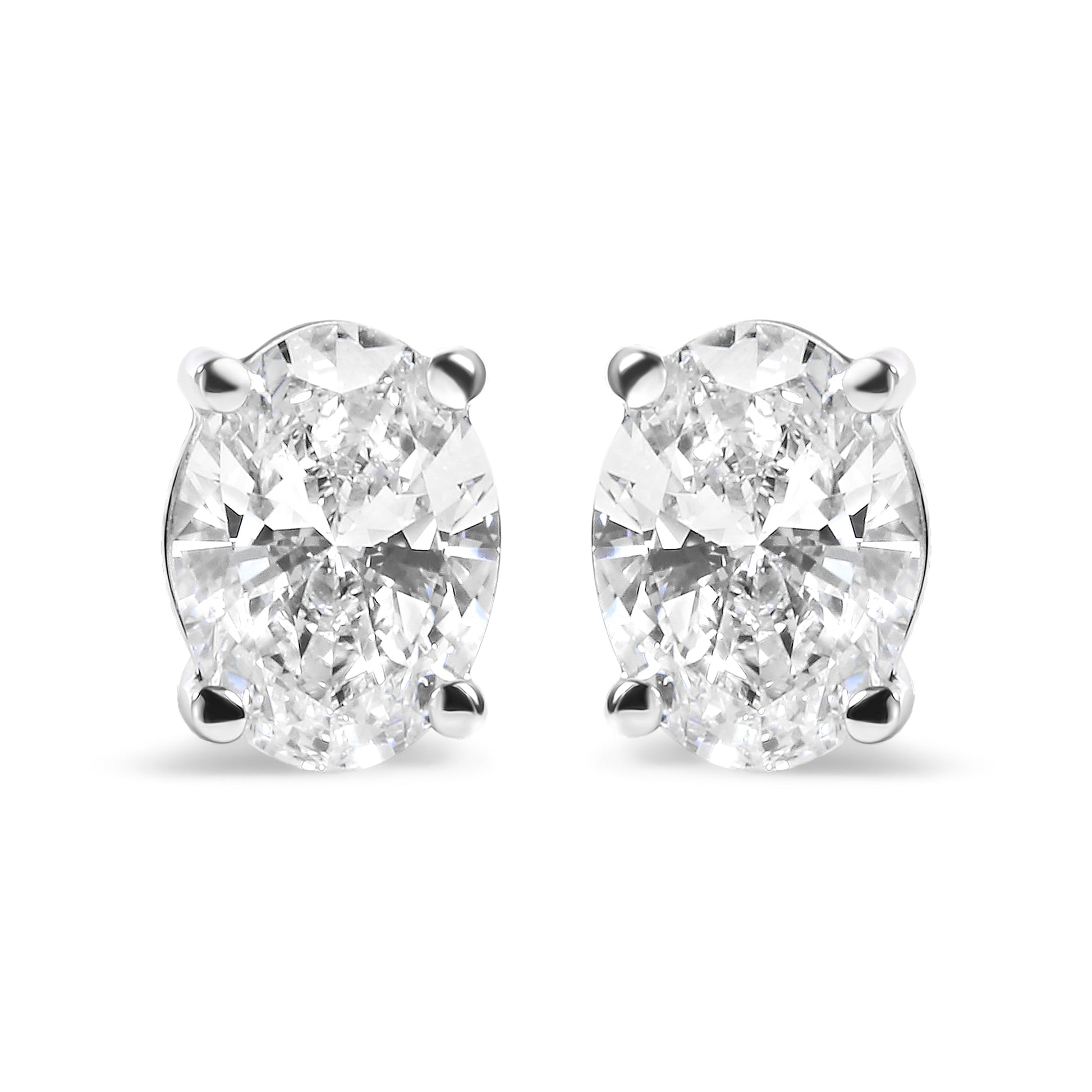 14K White Gold 2.0 Cttw Prong Set Lab Grown Oval Diamond Solitaire Stud Earring (F-G Color, VS1-VS2 Clarity) Bids.com