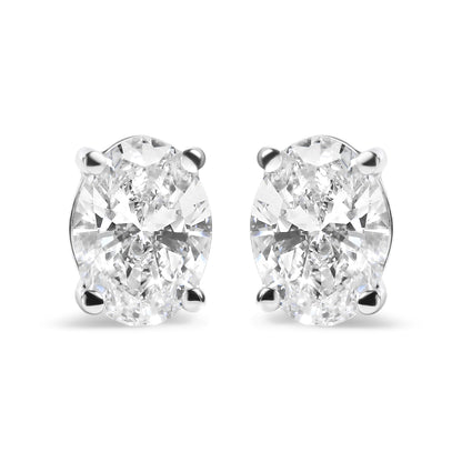 14K White Gold 2.0 Cttw Prong Set Lab Grown Oval Diamond Solitaire Stud Earring (F-G Color, VS1-VS2 Clarity) Bids.com