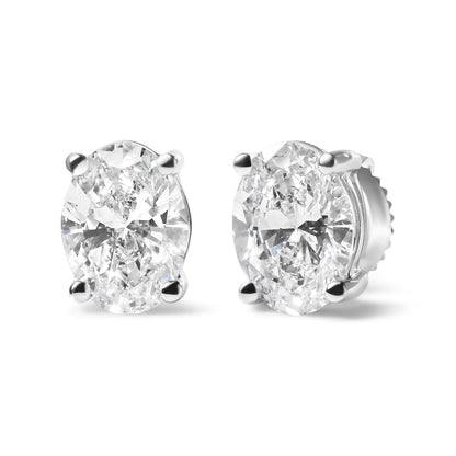 14K White Gold 3/4 Cttw Oval Shape Lab Grown Diamond Solitaire Stud Earrings (F-G Color, VS1-VS2 Clarity) Bids.com