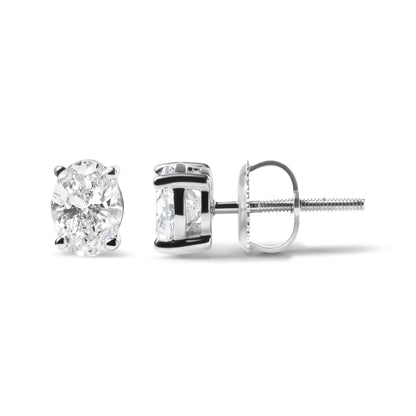 14K White Gold 2.0 Cttw Prong Set Lab Grown Oval Diamond Solitaire Stud Earring (F-G Color, VS1-VS2 Clarity) Bids.com