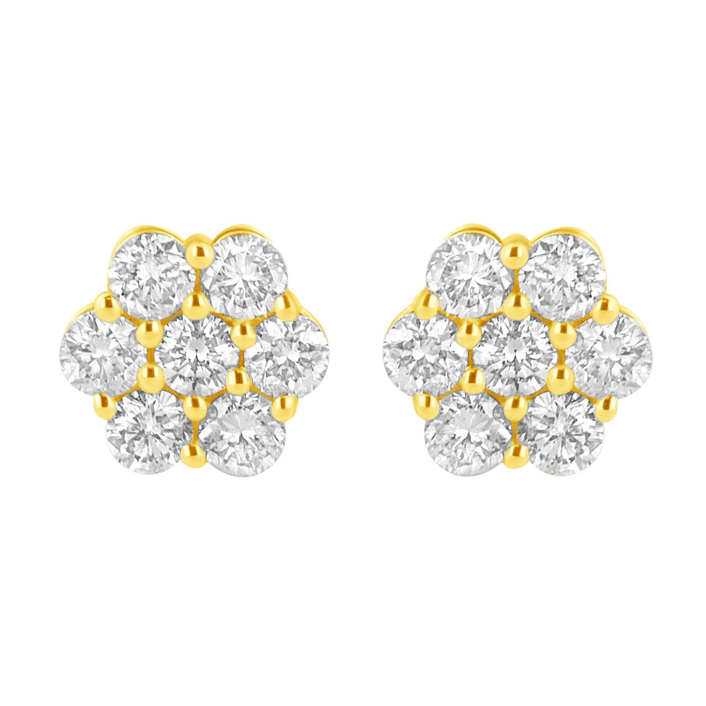 14K Yellow Gold 1.0 Cttw Diamond Flower Earring (J-K Color, I1-I2 Clarity) Bids.com
