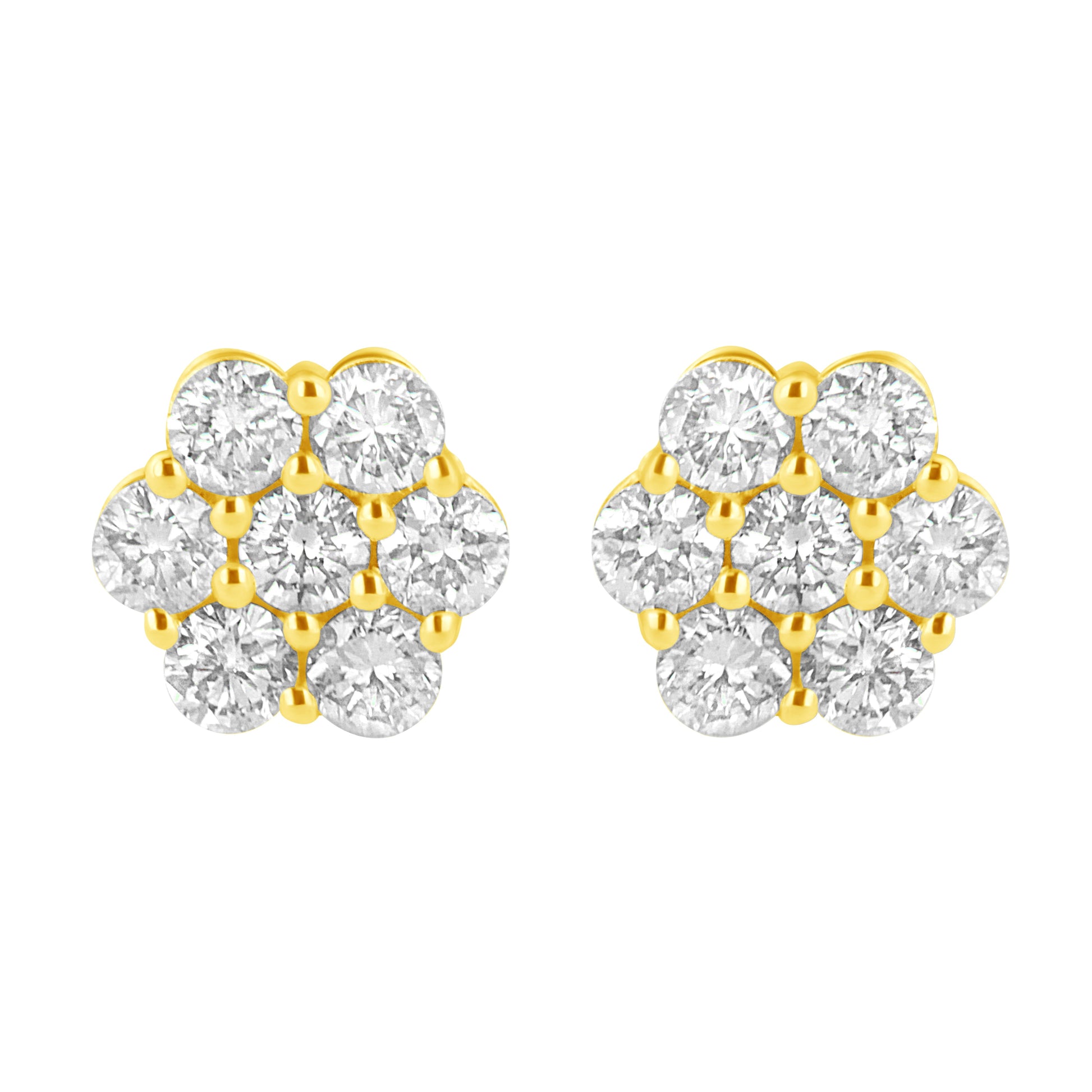 14K Yellow Gold 1.0 Cttw Diamond Flower Earring (J-K Color, I1-I2 Clarity) Bids.com