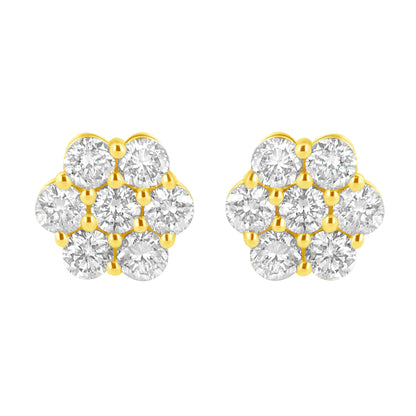 14K Yellow Gold 1.0 Cttw Diamond Flower Earring (J-K Color, I1-I2 Clarity) Bids.com