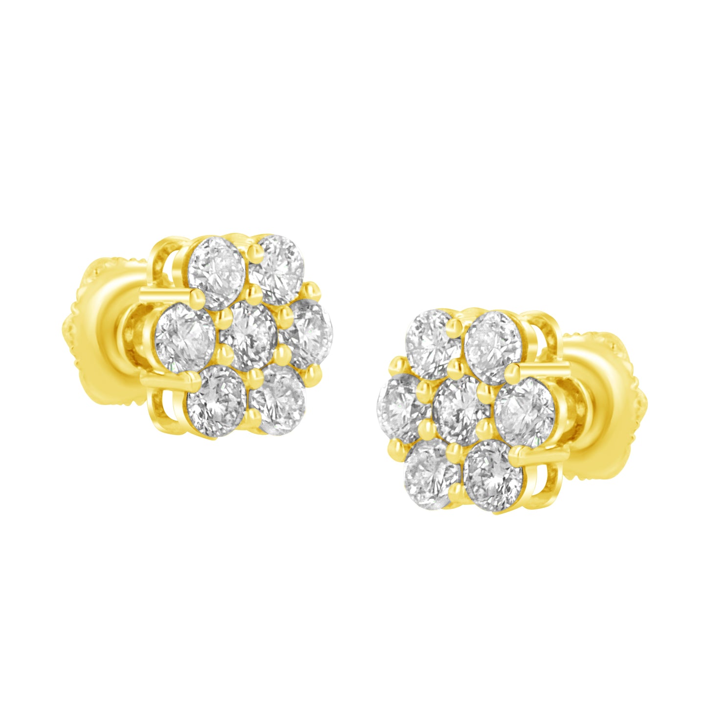 14K Yellow Gold 1.0 Cttw Diamond Flower Earring (J-K Color, I1-I2 Clarity) Bids.com