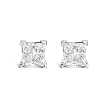 14K White Gold 1.0 Cttw Princess Cut Lab Grown Diamond Solitaire Stud Earrings (F-G Color, VS2-SI1 Clarity) Bids.com